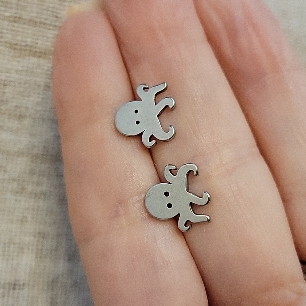 Silver Octopus Stud Earrings